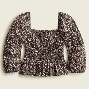 J. Crew Puff-sleeve drapey crepe top in fall garden floral BB270 Size XXL